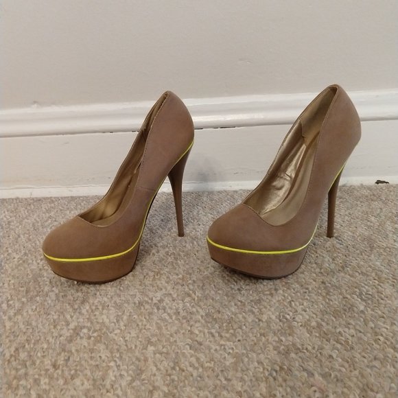 Tan and Yellow Platform Heels - Picture 2 of 5
